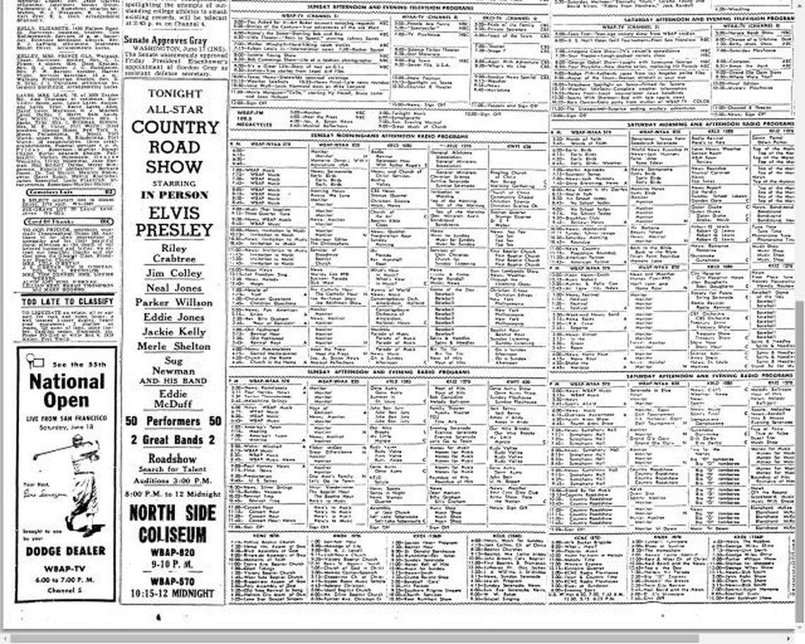 The 1955 ad for an Elvis appearance not listed in official records or archives.