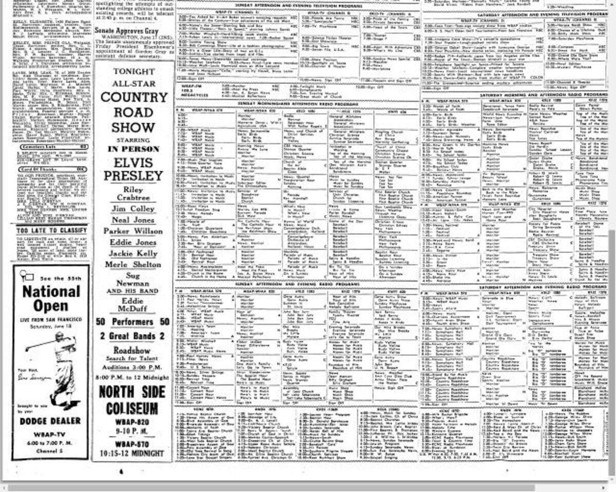 The 1955 ad for an Elvis appearance not listed in official records or archives.