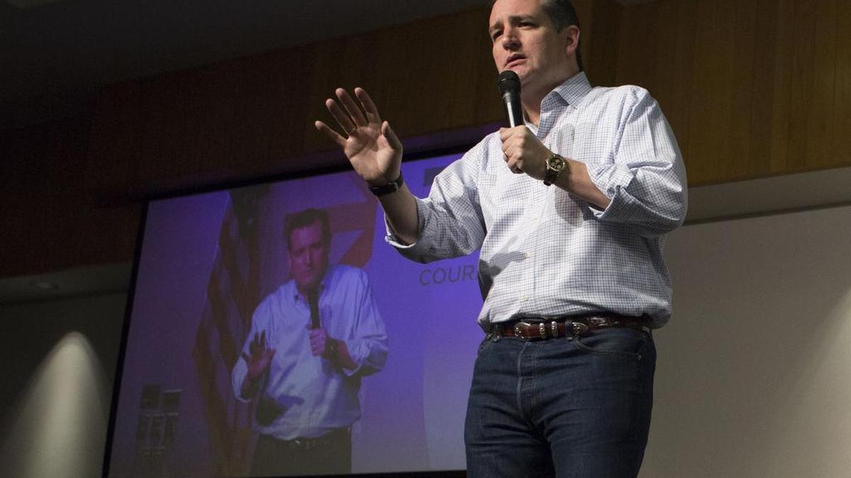 In jeans and boots, Sen. Ted Cruz campaigned Wednesday in Oklahoma City.