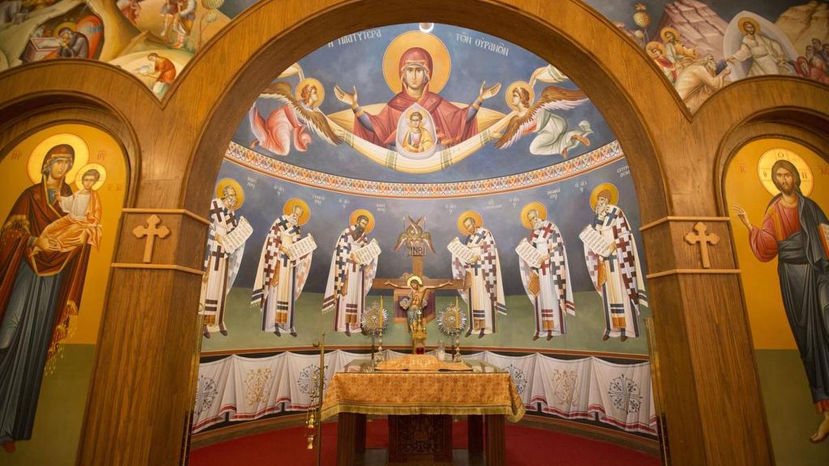 The inside of Saint Demetrios Greek Orthodox church.