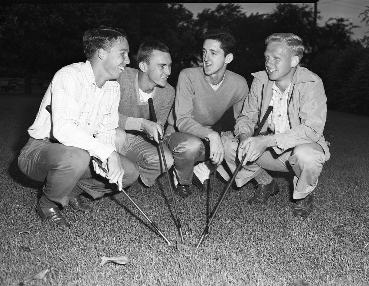 The 1946 Paschal golf team: Carroll Baird, Ernie Vossler, Dan Jenkins and Johnny Ray. Jenkins was a sophomore.