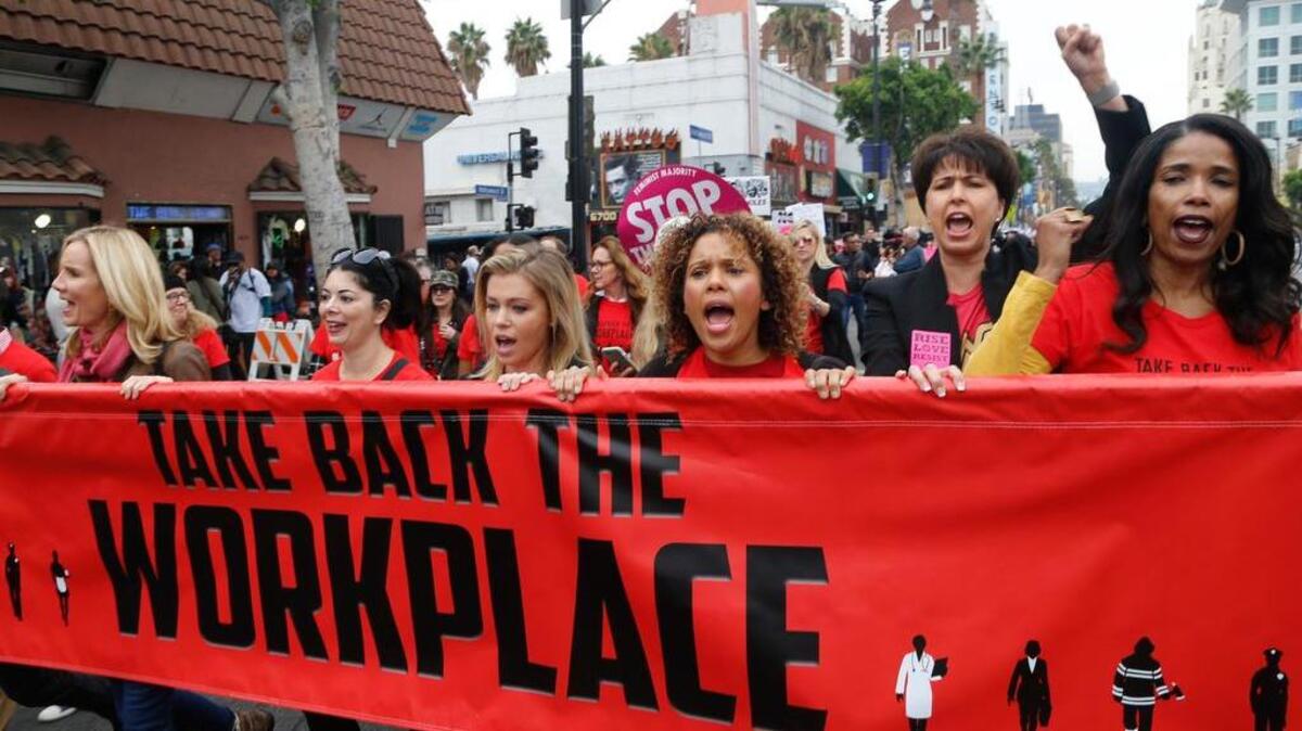 Participants march against sexual assault and harassment at the #MeToo March in Hollywood this month.