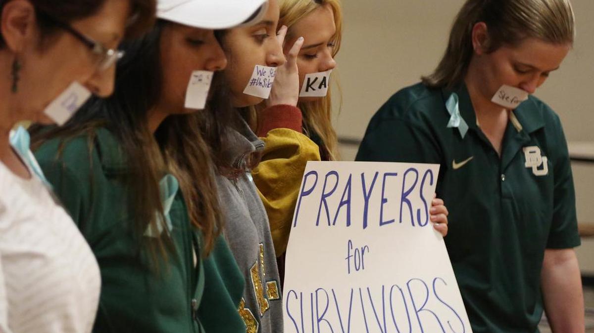 Current and former Baylor students hold a rally this month to protest sexual assaults on and off the Waco campus.