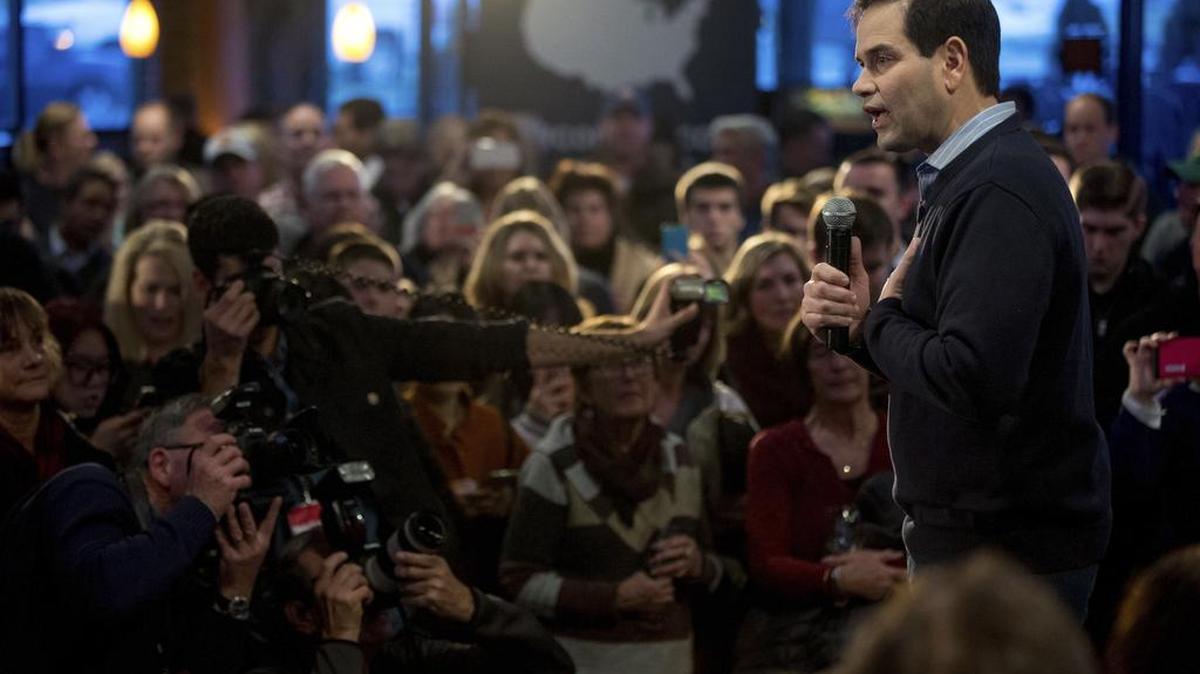 Republican presidential candidate Sen. Marco Rubio, R-Fla., speaks to supporters in West Des Moines, Iowa.