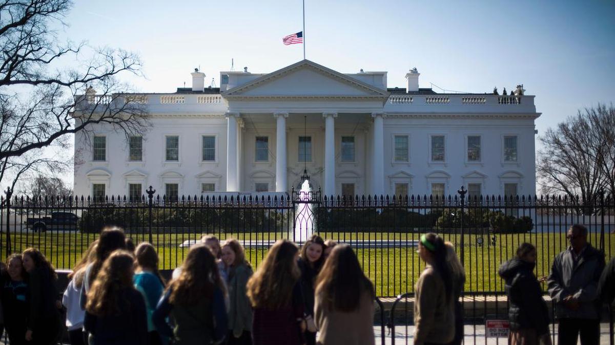 The White House on March 7. The flag was lowered after the death of former first lady Nancy Reagan.