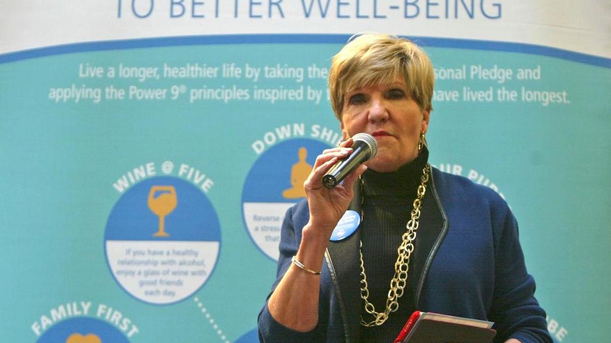 Fort Worth Mayor Betsy Price addresses the crowd as a Kroger in North Fort Worth is declared a Blue Zone Approved Grocery Store Saturday afternoon Jan. 23, 2016. Five Blue Zones in the world feature foods that are suppose to help people live healthier longer lives.