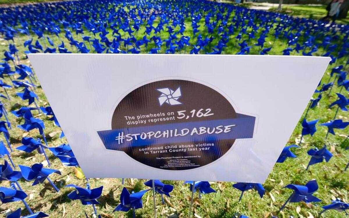 The 5,162 pinwheels representing confirmed child abuse victims in Tarrant County last year on display at Texas Christian University in April.