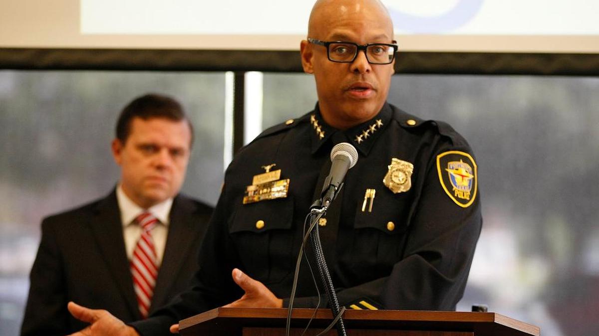 Fort Worth Police Chief Joel Fitzgerald, shown during a press conference earlier this month, has been accused of “bullying and intimidation tactics” by the Fort Worth Police Officers Association.
