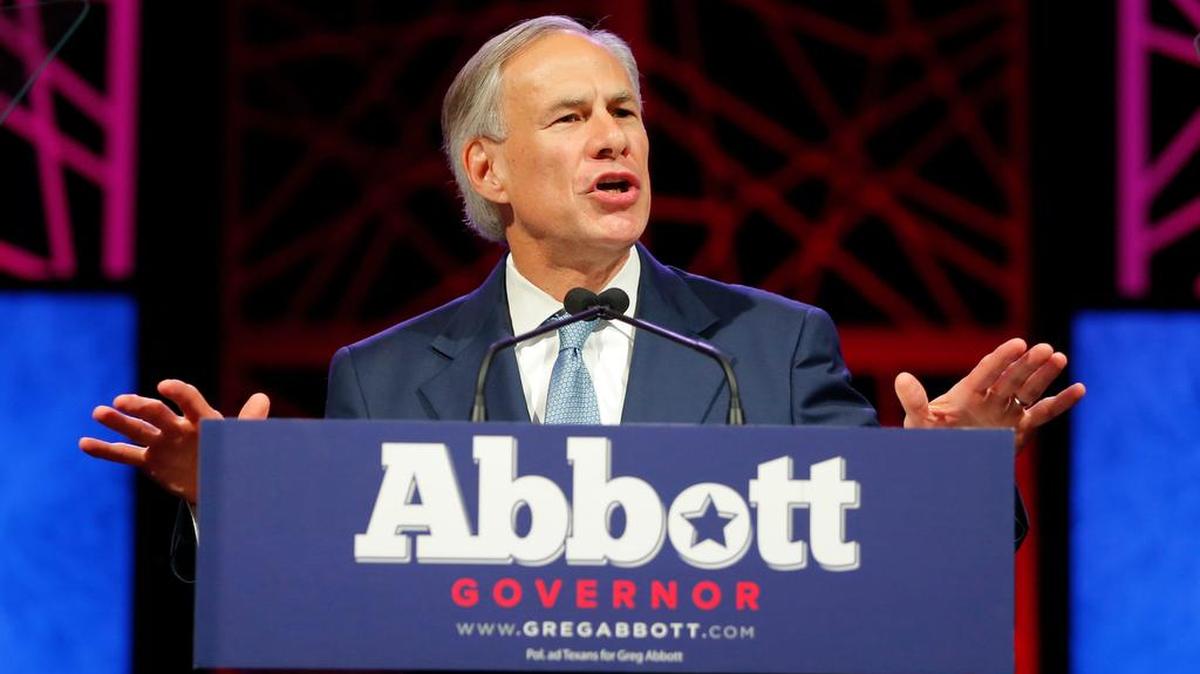 Gov. Greg Abbott speaks in May at the Republican Party of Texas State Convention in Dallas.