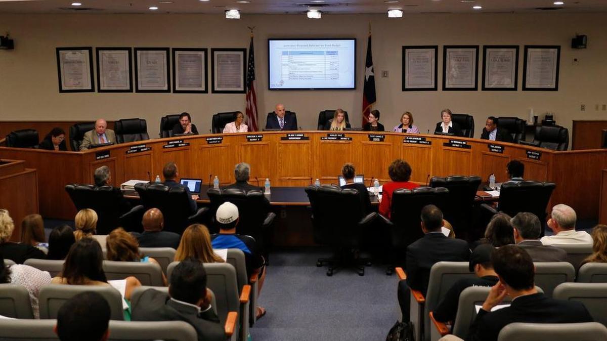 the Fort Worth Independent School Board of Trustees during a meeting last year.