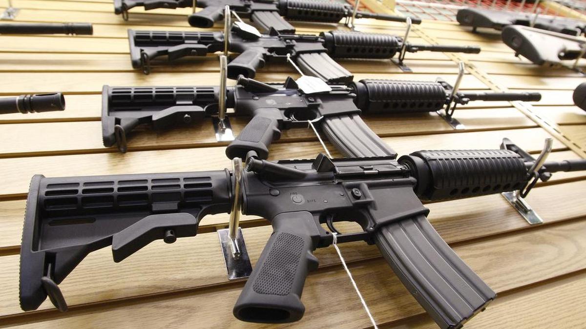 Assault rifles for sale at a Fort Worth gun store