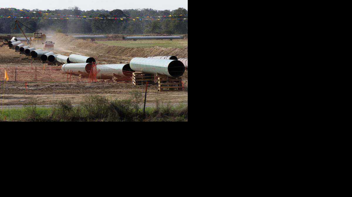 
In this Oct. 4, 2012 file photo, large sections of pipe are shown in Sumner, Texas. 
