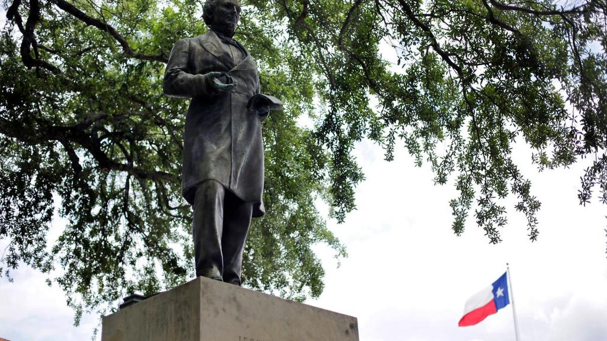 
A statue of Jefferson Davis on the University of Texas campus in Austin will be moved to a history center. 

