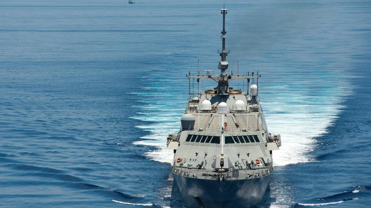 The littoral combat ship USS Fort Worth conducts patrols in international waters of the South China Sea.