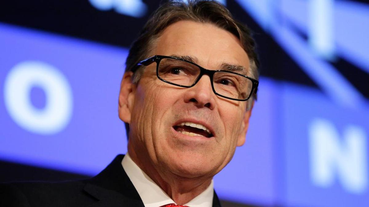 Former Texas Gov. Rick Perry speaks during a news conference Wednesday in Austin after felony prosecution against him was dismissed.