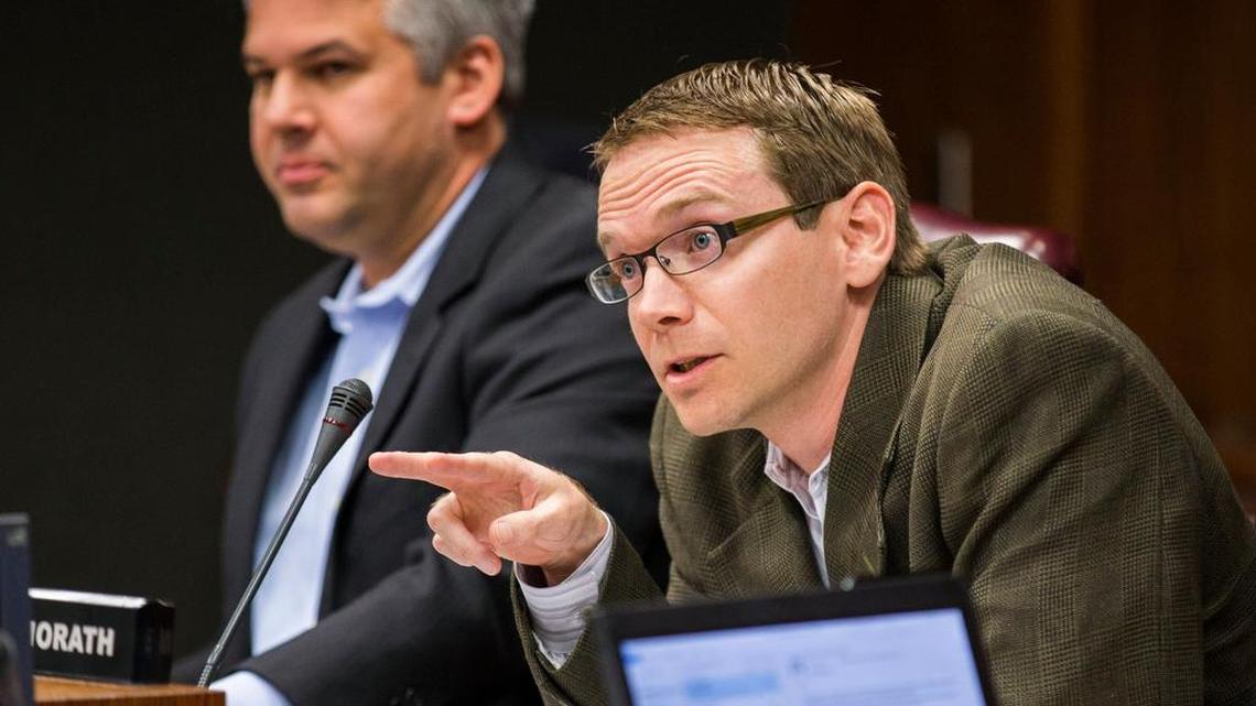 Dallas school board member Mike Morath, right, has been named by Gov. Greg Abbott to be the state’s next education commissioner.