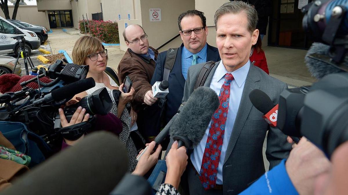 Scott Brown, Ethan Couch's attorney, talks to news media Tuesday at the Scott D. Moore Juvenile Justice Center in Fort Worth.