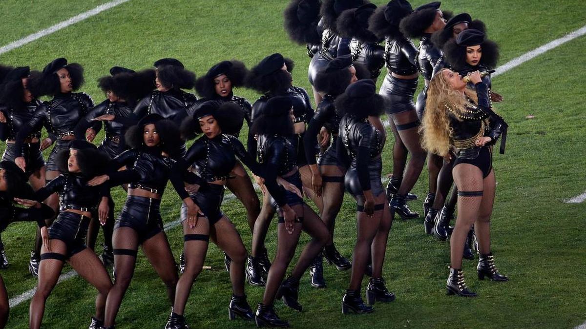 Beyoncé performs during halftime of the NFL Super Bowl 50 football game Sunday, Feb. 7, 2016, in Santa Clara, Calif.