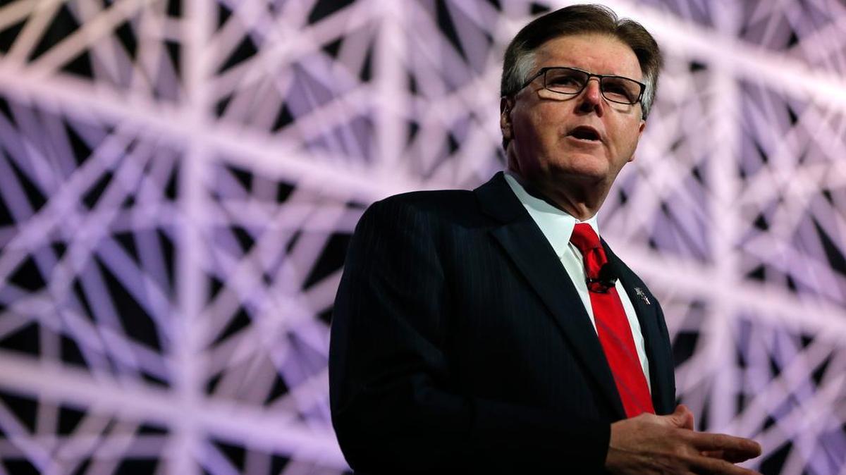 Lt. Gov. Dan Patrick speaks at the Republican Party of Texas State Convention in Dallas on May 12.