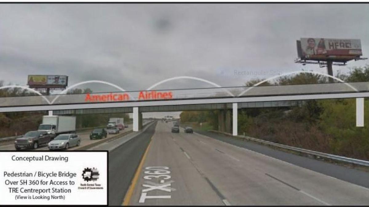 A regional traffic planner presented this illustration to show how naming overpasses might be one way to raise more money for highways.