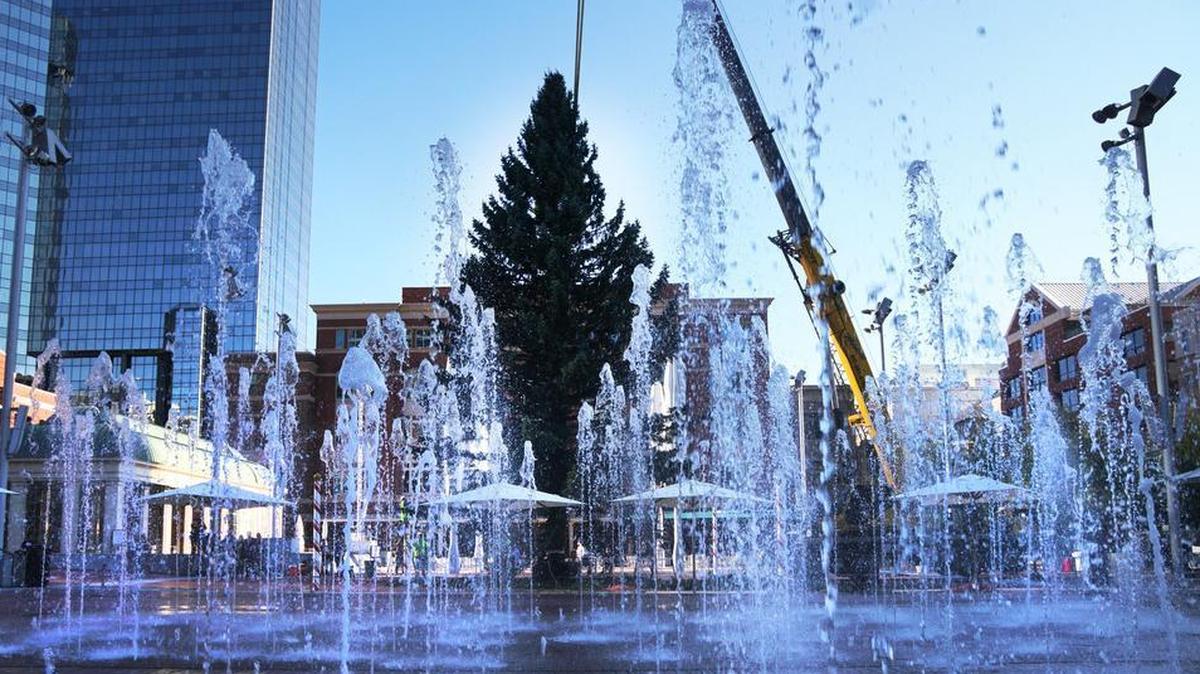 A Christmas scene at Sundance Square in downtown Fort Worth.