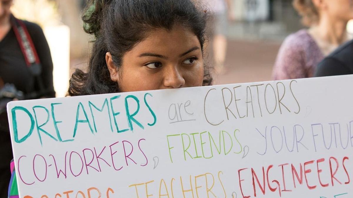 Hundreds took to the street of downtown Santa Ana to protest the removal of DACA on Sept. 5, 2017 in Santa Ana, Calif.
