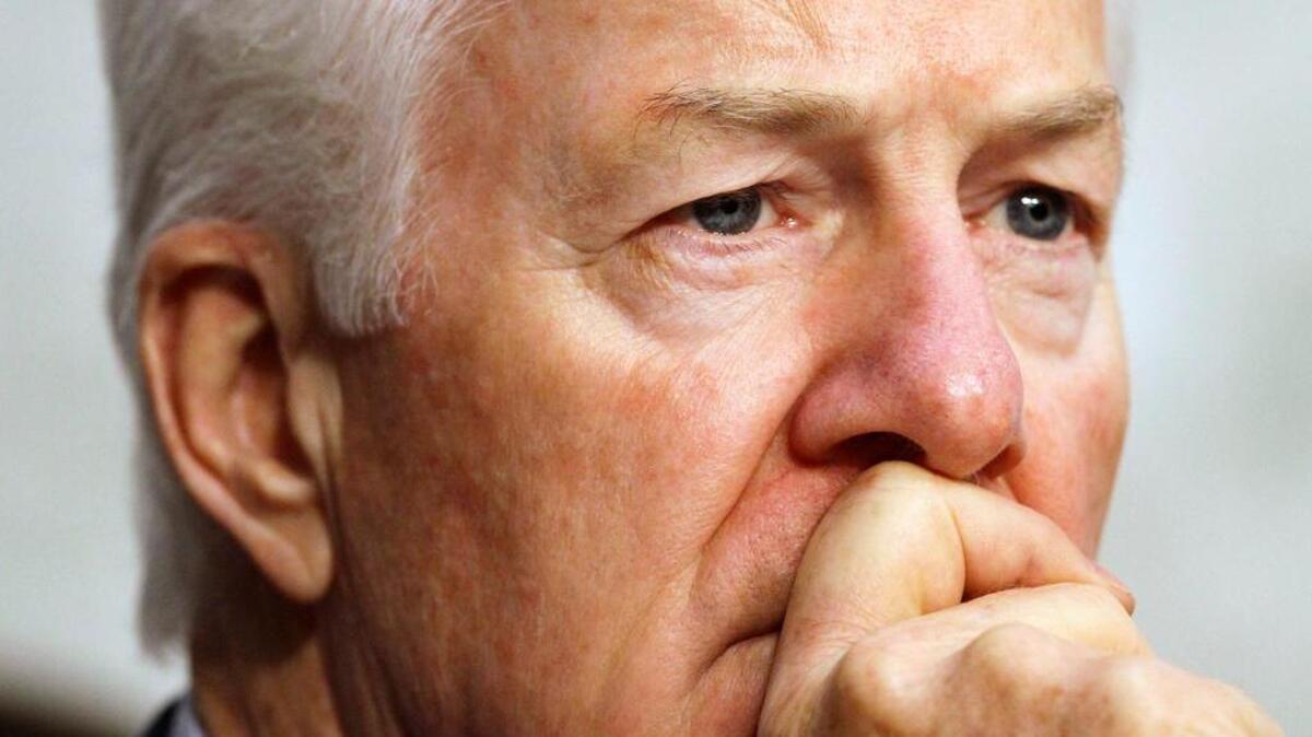 John Cornyn listens during the Senate Judiciary Committee’s hearing on possible Russia influence.