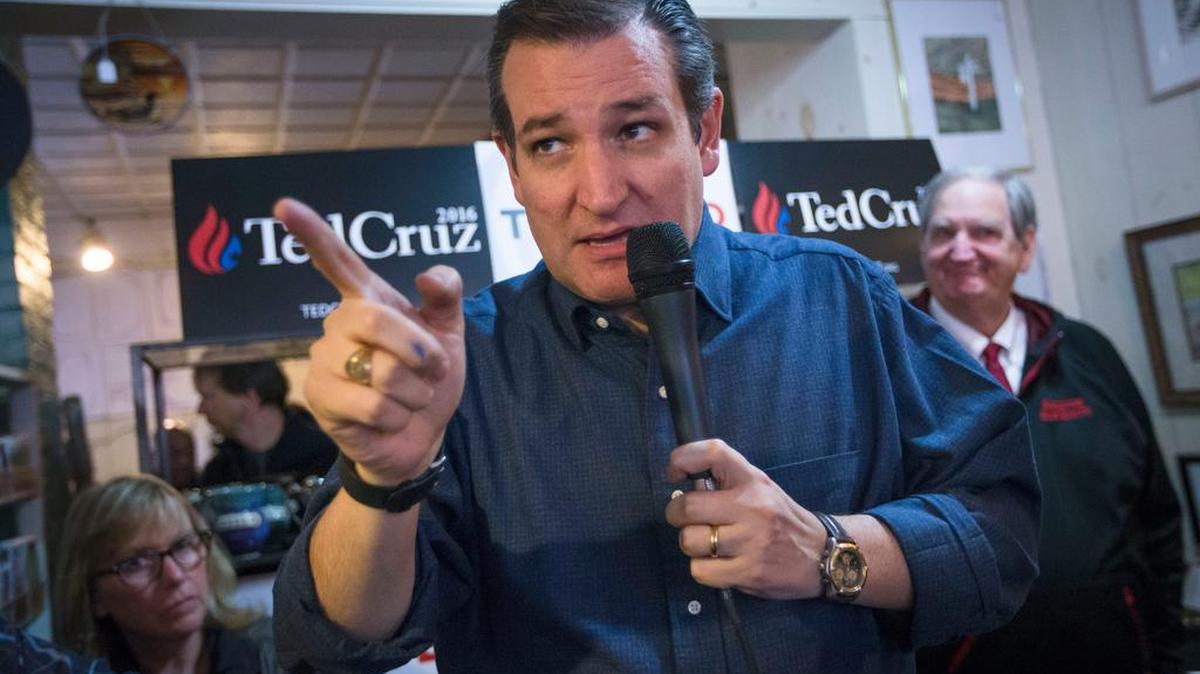 Republican presidential candidate Sen. Ted Cruz of Texas speaks during a campaign stop Tuesday in New Hampshire.