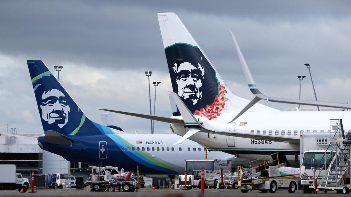 Alaska Airlines planes shown parked Monday at Seattle-Tacoma International Airport in Seattle.