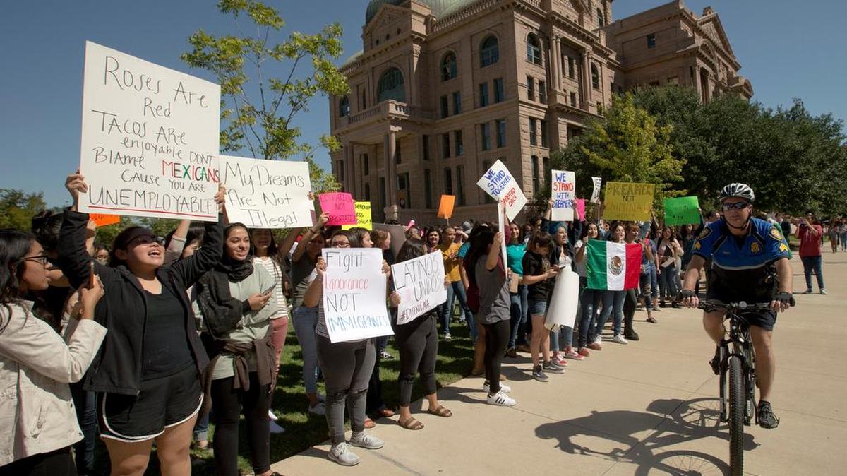 More than 400 FWISD students gathered to protest the ending of the DACA program on Wednesday.