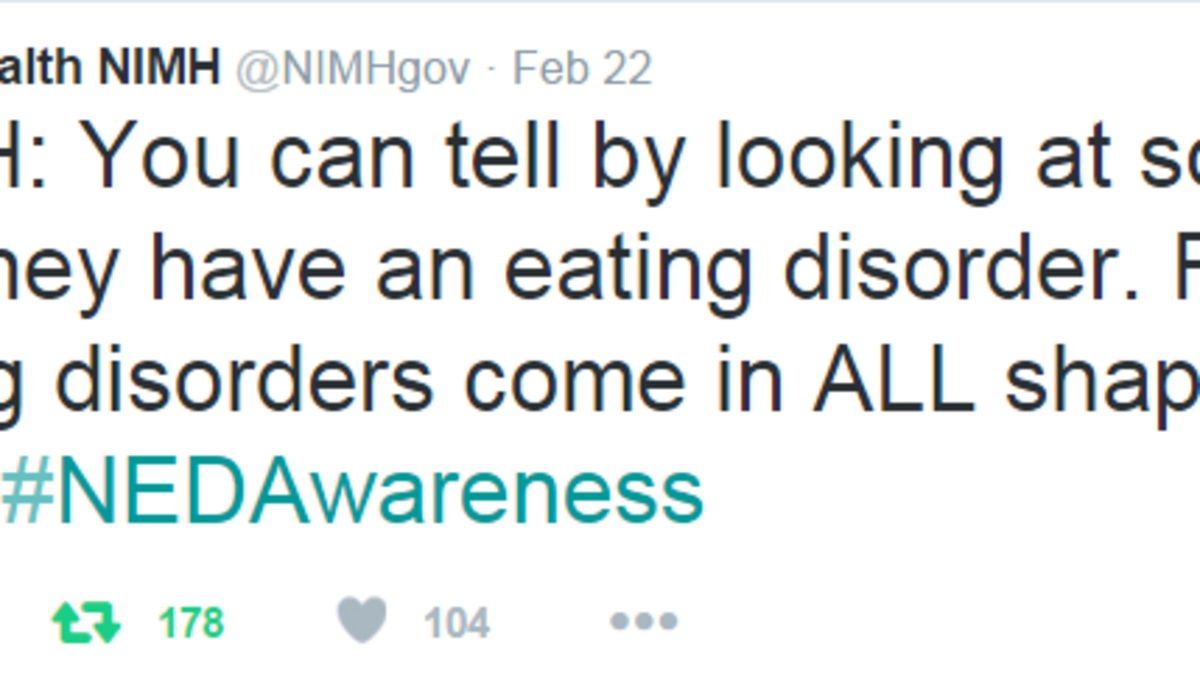Screen grab of @NIMHgov’s Twitter Chat about eating disorders. The organization answered questions and debunked myths on Tuesday in correlation with National Eating Disorder Awareness Week.