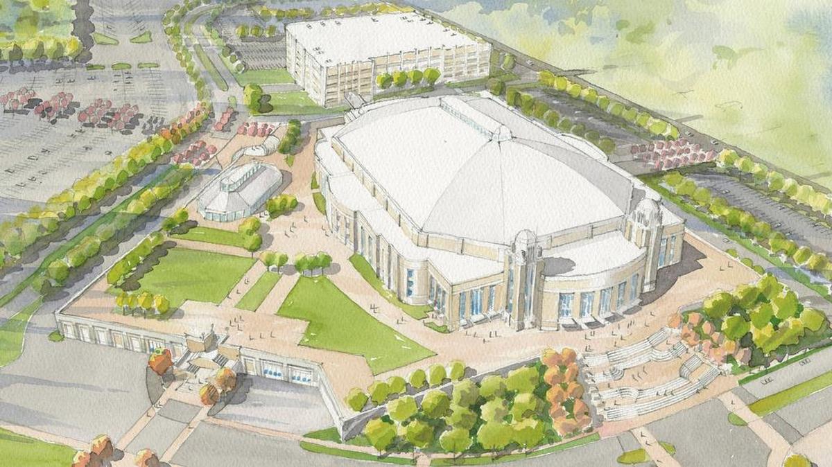 Drawing of proposed multi-purpose arena in the Will Rogers Complex