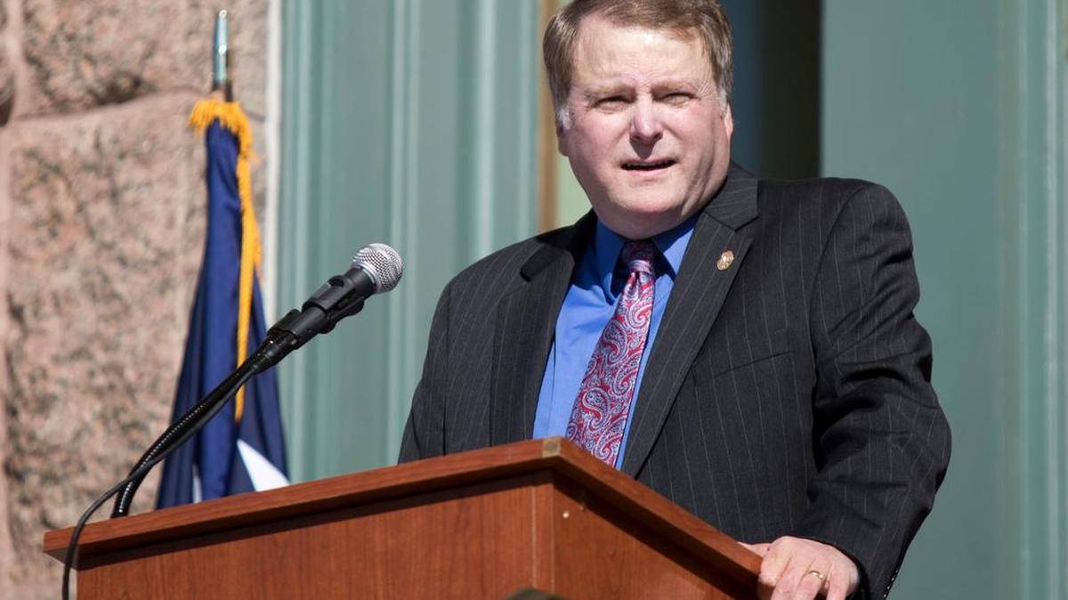Texas Senator for District 22 Brian Birdwell speaks during a ceremony swearing in Sheriff Bill Waybourn on Jan. 1 at the Tarrant County Courthouse in Fort Worth.