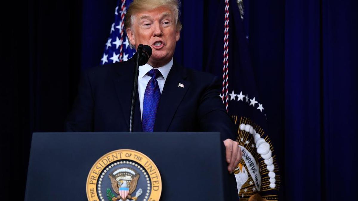 President Donald Trump speaks at the Conversations with the Women of America at the Eisenhower Executive Office Building on the White House complex in Washington, Tuesday, Jan. 16, 2018.