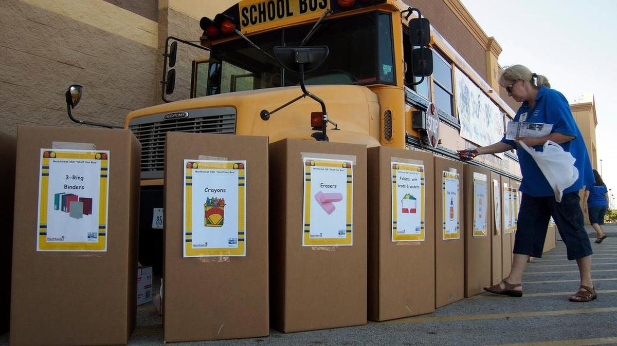 As part of last year’s Tax-Free weekend, Northwest ISD, United Way of Denton County and Roanoke's Walmart hosted its annual "Stuff the Bus" event for children and teens to ensure all NISD students have the tools they need for the start of the school year. Shoppers can buy and donate school supplies to help prepare children in need to go back to school.