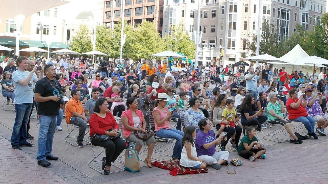 A crowd watches performances at the North Texas Giving Day, an online effort soliciting donations for more than 2,000 area non-profit organizations, at Sundance Square in Fort Worth in 2016.