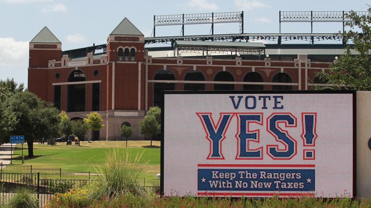 A plan to build a new ballpark for the Texas Rangers has hit opposition in Arlington.