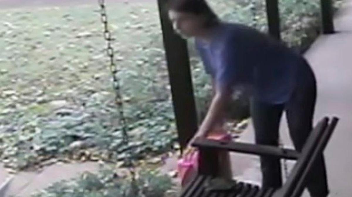 A woman was caught on security camera video in November stealing a package off the front porch of a Westcliff home.