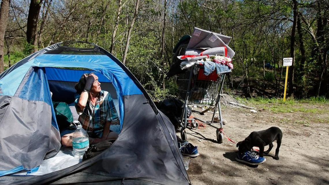 Angel Coleman was one of several homeless people living in a homeless tent camp in Fort Worth on Thursday, March 26, 2015.
