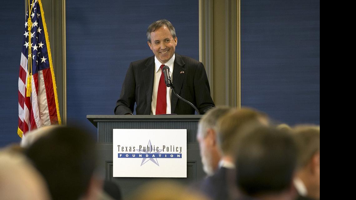 
Texas Attorney General Ken Paxton speaks in April at the grand opening of the Texas Public Policy Foundation’s new building grand opening in Austin. 
