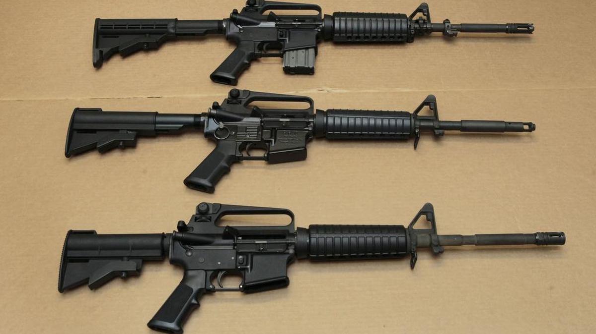 Three versions of the AR-15 assault rifle, similar to one of the guns used by Omar Mateen to kill 49 people in an Orlando night club.