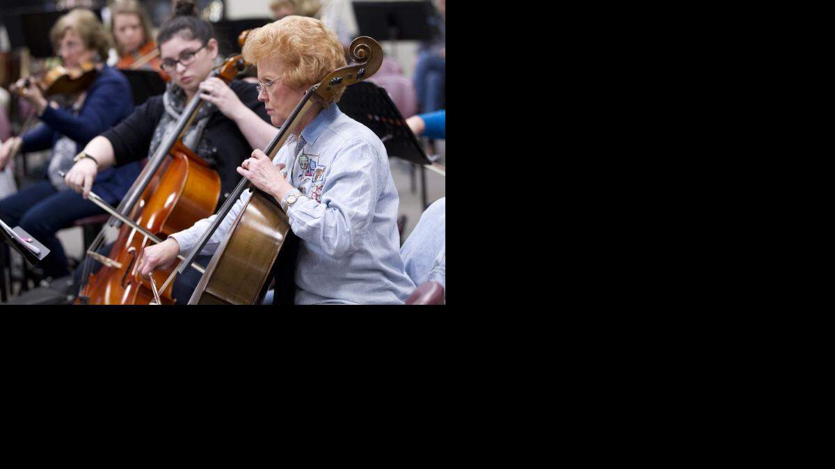 Camilla Slaggle rehearses with the Northeast Orchestra. Slaggle has been with the Northeast Orchestra since the 1990s.