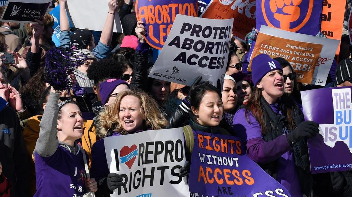 Pro-abortion rights protesters rally outside the Supreme Court in Washington.
