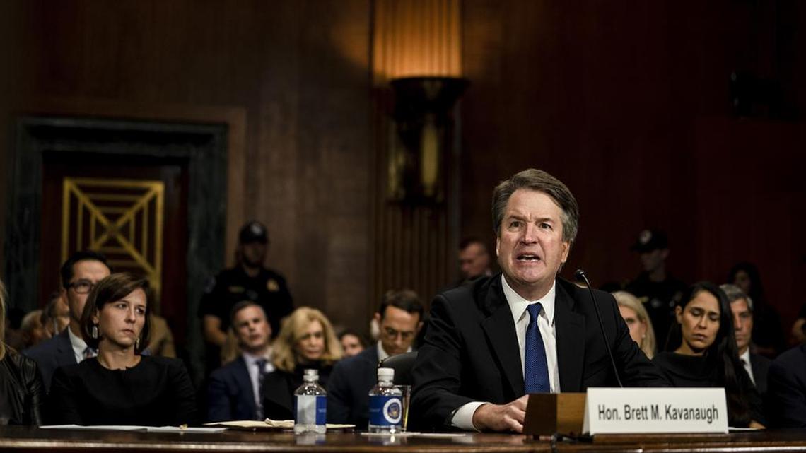 Judge Brett Kavanaugh testifies in front of the Senate Judiciary Committee on Capitol Hill in Washington, Sept. 27, 2018.