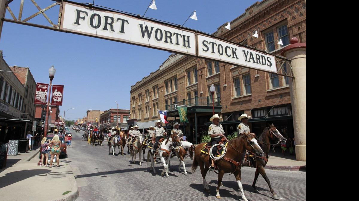
A parade through the historic Fort Worth Stockyards.
