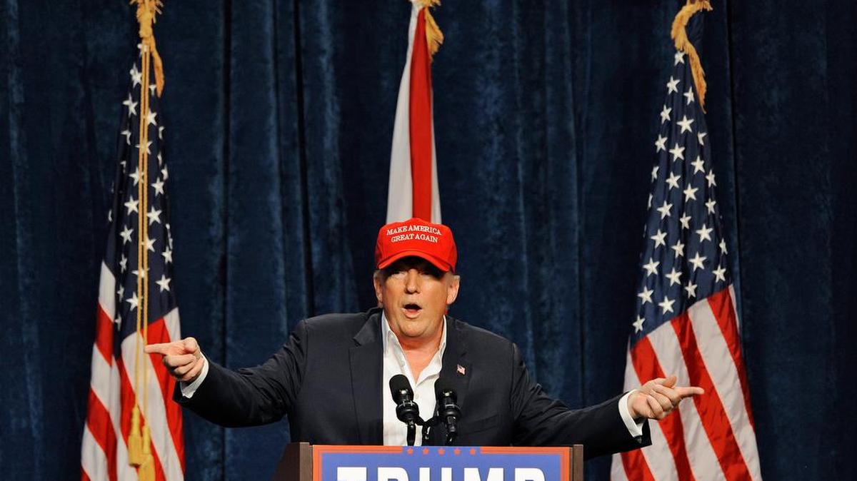 Republican presidential candidate Donald Trump speaks to supporters at a campaign rally Saturday, Nov. 28, 2015 at Robarts Arena in Sarasota, Fla.
