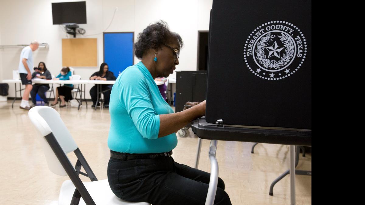 
Sharon Moss votes at Handley-Meadowbrook Community Center on May 9. 

