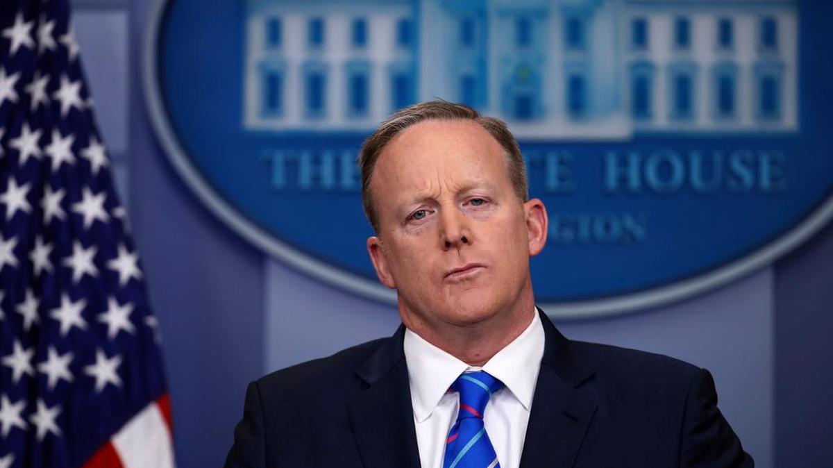 White House press secretary Sean Spicer listens Monday during a daily press briefing at the White House.
