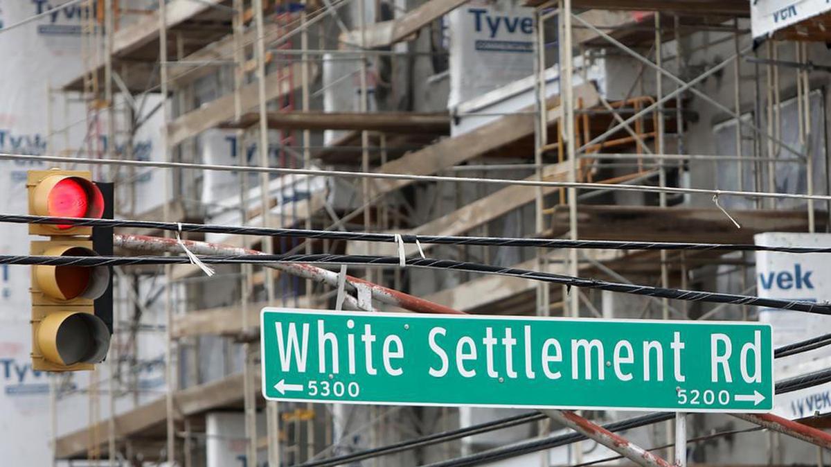 Construction continues on a housing complex at the intersection of White Settlement Road and Roberts Cut Off Road on Wednesday, February 12, 2020.