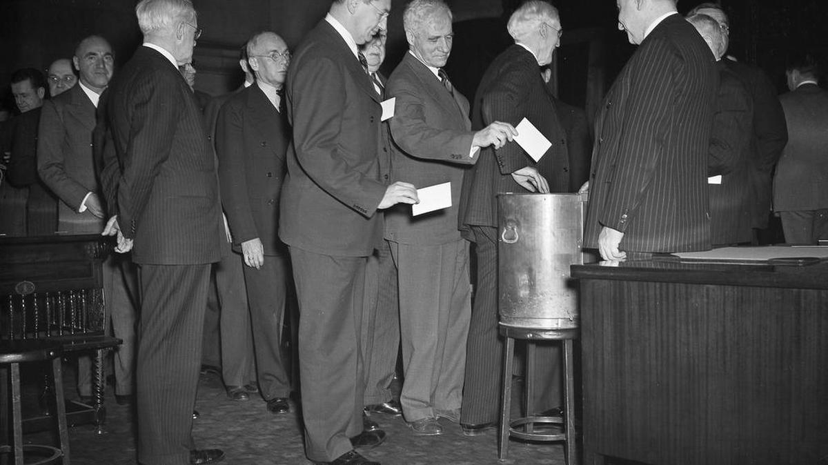 New York State electoral college members cast votes at the state capital in Albany, N.Y. in 1940.